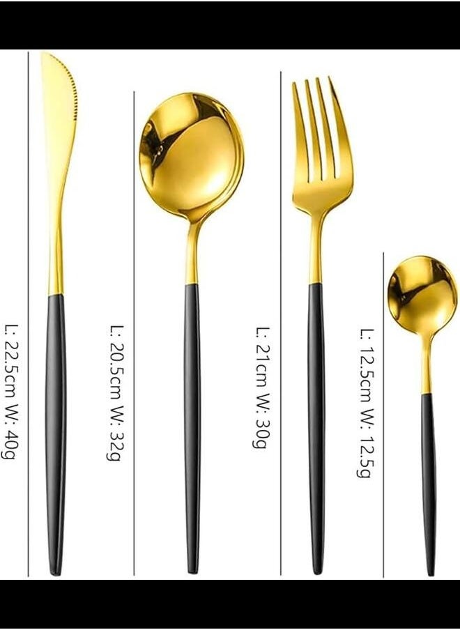 INFLUX Luxury 24-Piece Black & Gold Stainless Steel Western Cutlery Set - Premium Flatware Collection for Elegant Kitchen Dining in UAE  - Image 4