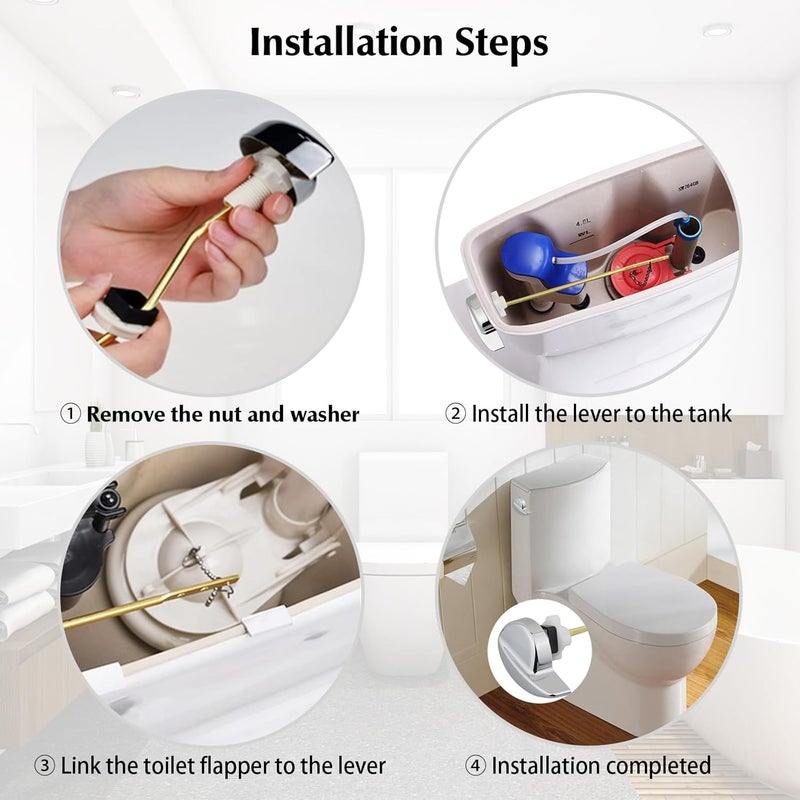 Owfeel Universal Toilet Tank Flush Lever - Deluxe Side Mount Brass Handle Replacement Fit Most Toilets - Image 3