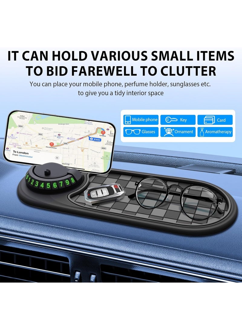Multifunction Car Anti-Slip Mat, Rotatable Anti Skid Car Dashboard Pad with Temporary Parking Numbe, Universal Car Phone Holder, and Large Pad for Phones Sunglasses Keys Gadgets - Image 2