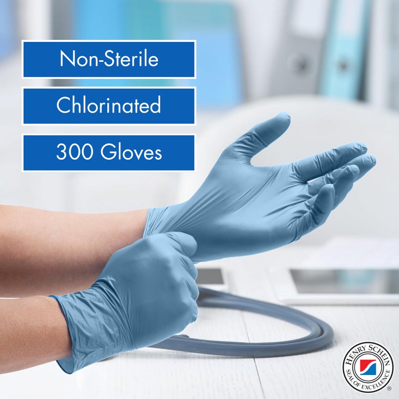 Henry Schein Criterion N300 Nitrile Exam Gloves â€“ Medium, Ice Blue, 300/Box â€“ Chemo Tested, Latex-Free, Chlorinated, Textured Fingers, 2.76 Mil Finger Thickness, Beaded Cuff, Non-Sterile, Disposable - Image 3