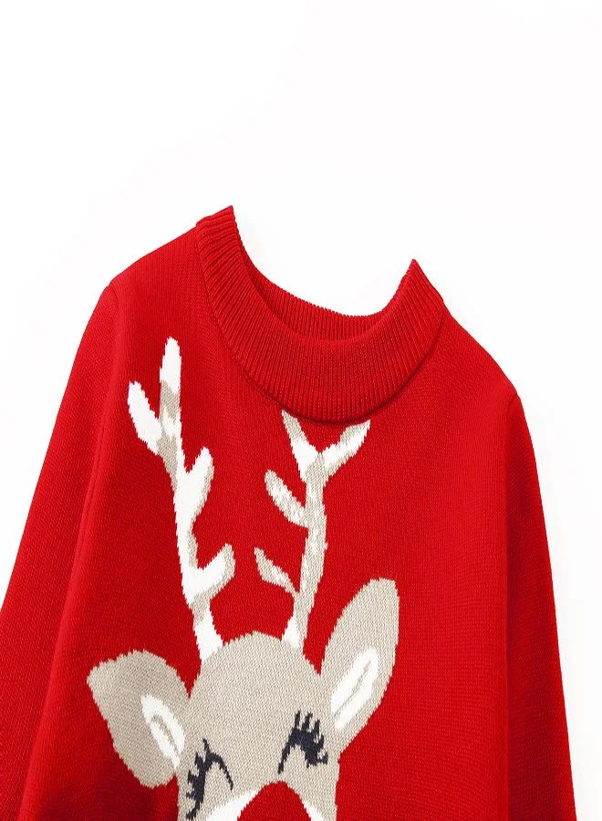 babyqlo Happy New Year Reindeer Sweater - Red
