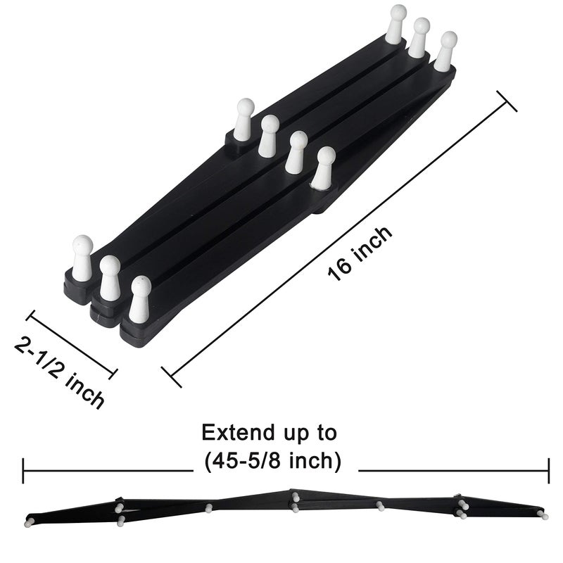 Dseap Accordian Wall Hanger: 16” High Wooden Wall Expandable Coat Rack, Hat Rack Holder, Accordion Hook for Baseball Caps, Coats, Mugs, 10 Peg Hooks, Black & White - Image 5