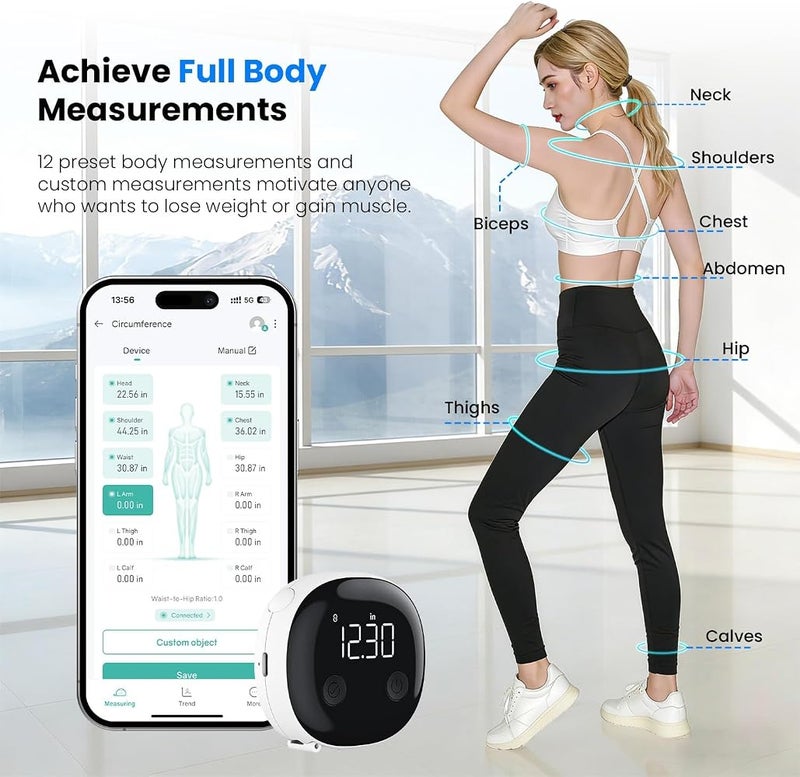 AIGTP Smart Tape Measure Body, Digital Body Measuring Tape with LED Display, Type-C Charging and Retractable Design, for Muscle Gain,Weight Loss, 60inch/150cm - Image 3