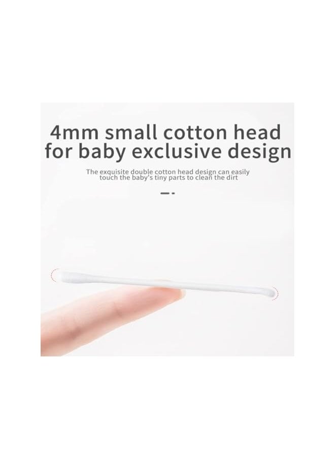 Generic 200Pcs Baby Cotton Swabs, Ear Cleaners, Biodegradable Baby Cotton Buds Kids Safety Swabs, Made of Safe Cotton, Double-headed Design, Applicator Cleaning Sticks Wax Cleaner for Baby Ear Nose Clean  - Image 5