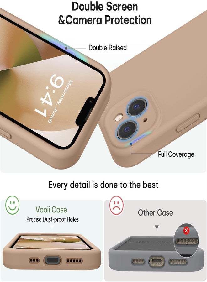 Vooii Compatible with iPhone 13 Case, Liquid Silicone Upgrade [Camera Protection] [Soft Anti-Scratch Microfiber Lining] Shockproof Phone Case for iPhone 13 6.1 inch - Light Brown - Image 3