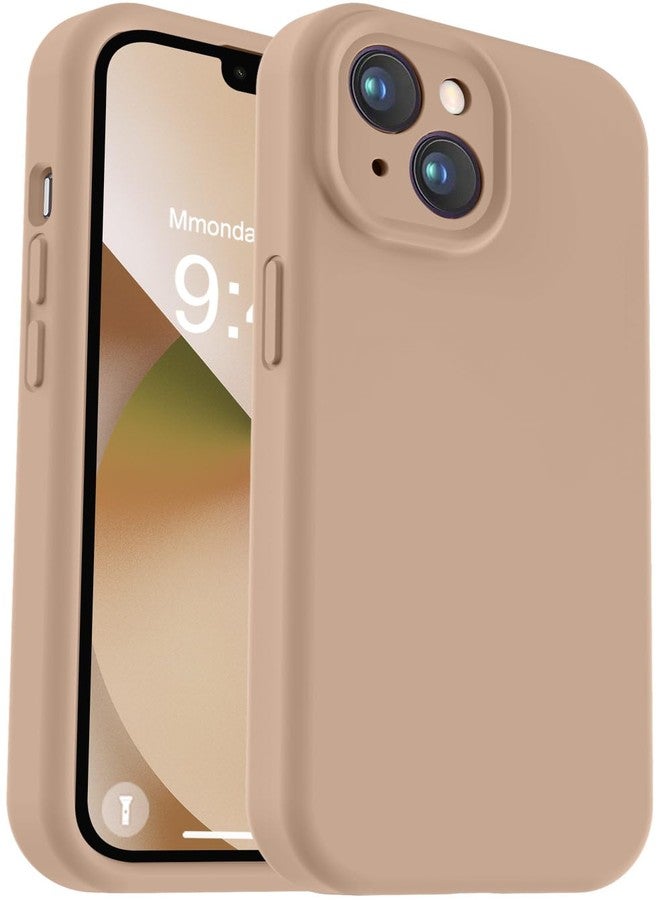 Vooii Compatible with iPhone 13 Case, Liquid Silicone Upgrade [Camera Protection] [Soft Anti-Scratch Microfiber Lining] Shockproof Phone Case for iPhone 13 6.1 inch - Light Brown - Image 1