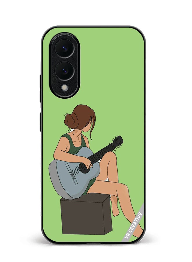 VR CREATIVE Protective Case Cover For Samsung Galaxy S25 Edge Girl With Guitar Design Multicolour