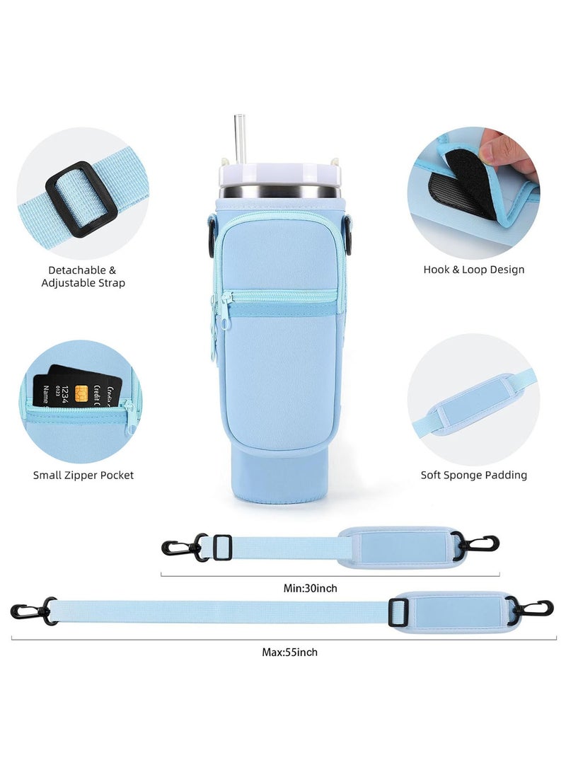Water Bottle Carrier Bag For Stanley 40oz Tumbler With Handle, Water Bottle Holder with Adjustable Shoulder Strap for Stanley Cup Accessories For Travelling Hiking Camping  - Image 3