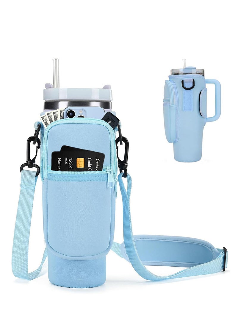 Water Bottle Carrier Bag For Stanley 40oz Tumbler With Handle, Water Bottle Holder with Adjustable Shoulder Strap for Stanley Cup Accessories For Travelling Hiking Camping  - Image 1