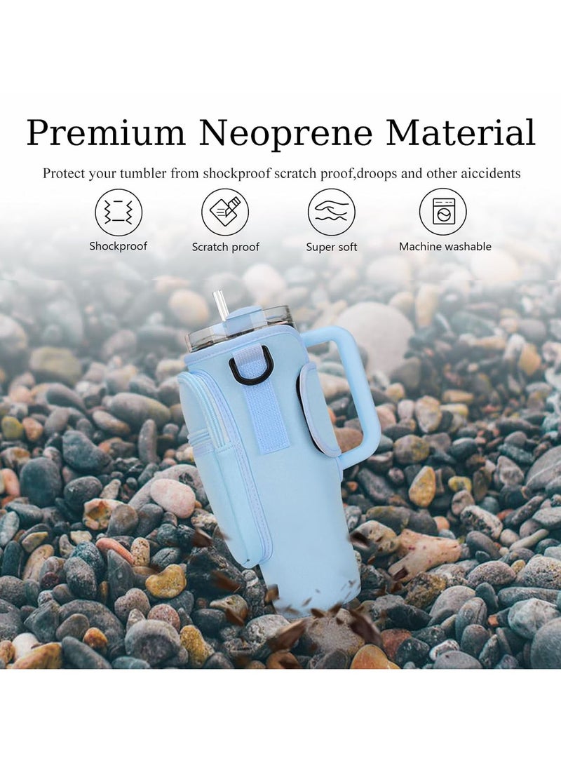 Water Bottle Carrier Bag For Stanley 40oz Tumbler With Handle, Water Bottle Holder with Adjustable Shoulder Strap for Stanley Cup Accessories For Travelling Hiking Camping  - Image 4