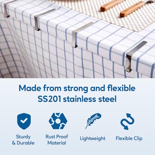 ProTensils 12Pcs Picnic Tablecloth Clips for Outdoor Tables - Stainless Steel Large Table Cloth Clip, Fits for 2.5” Thick Tables, Metal Clamps for Picnic Table Clips, Dining Table Cloth Holder - Image 4