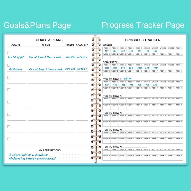 Nokingo Fitness Planner for Women & Men - A5 Workout Log Book/Exercise Log to Track Weight Loss, Gym, Bodybuilding Progress - Daily Health & Wellness Journal, 5.8X8.25 In Workout Book - Image 3