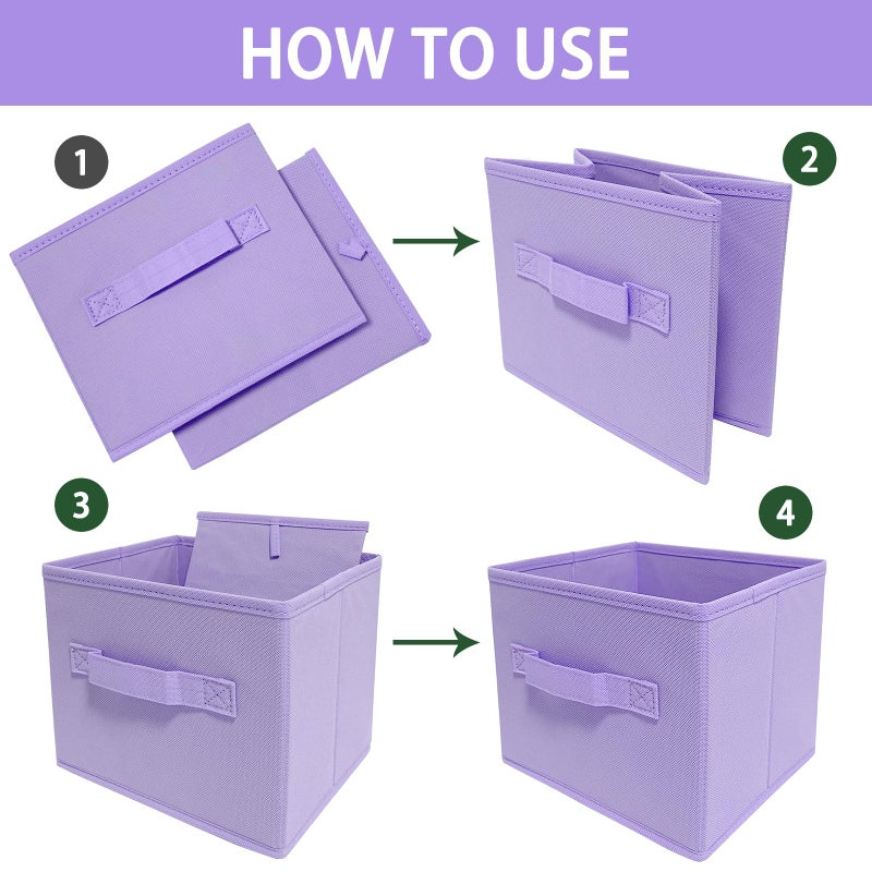 EBIGIC Purple Storage Bins [3 Pack] 9.0""x7.5""x7.5"" Mini Storage Box Fabirc Foldable Closet Toy Organizer Collapsible Cloth - Image 4