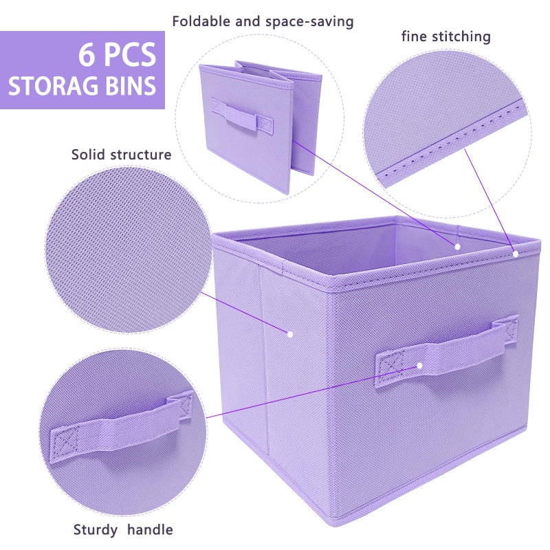 EBIGIC Purple Storage Bins [3 Pack] 9.0""x7.5""x7.5"" Mini Storage Box Fabirc Foldable Closet Toy Organizer Collapsible Cloth - Image 3