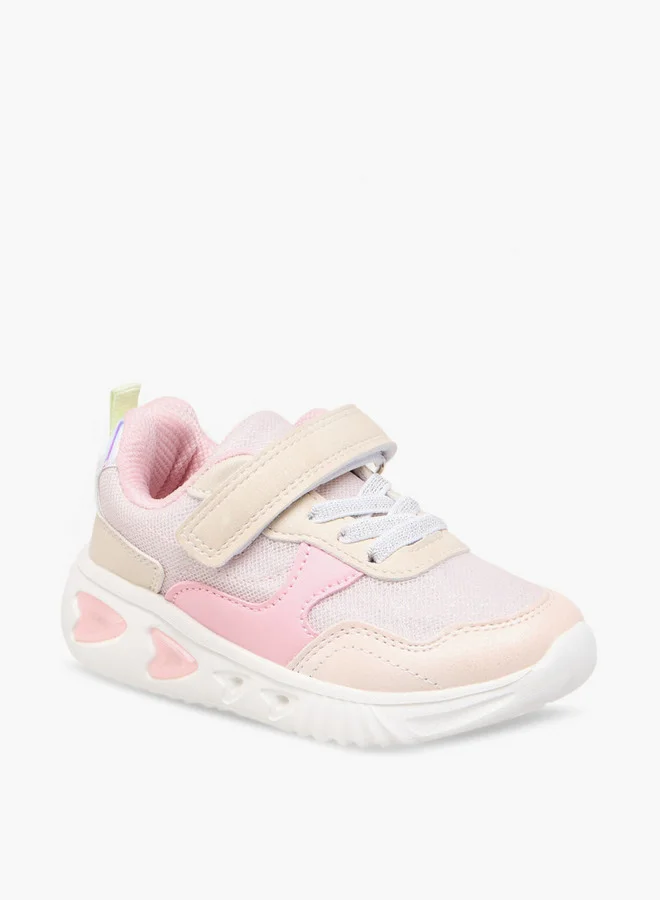 Flora Bella By Shoexpress Girls Colourblock Light-Up Sneakers with Hook and Loop Closure