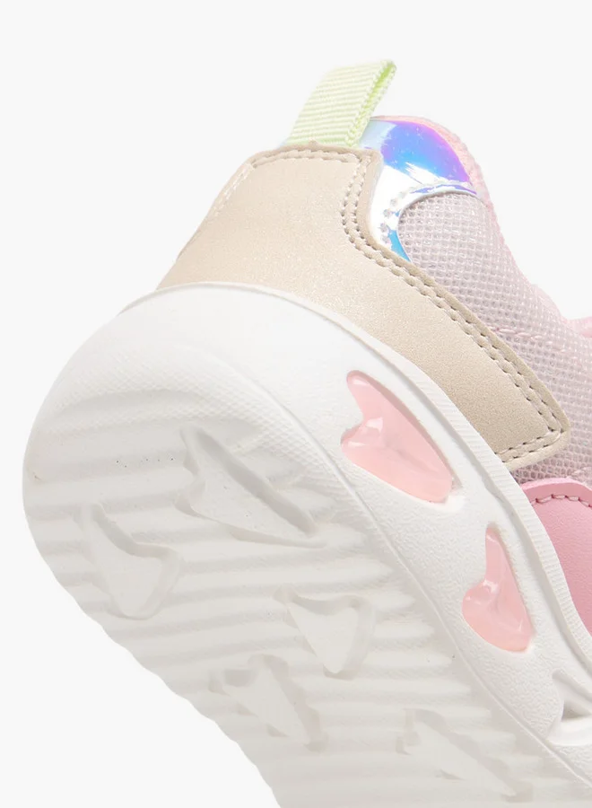Flora Bella By Shoexpress Girls Colourblock Light-Up Sneakers with Hook and Loop Closure