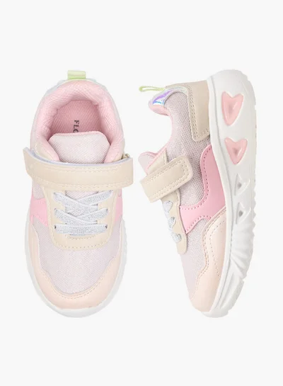 Flora Bella By Shoexpress Girls Colourblock Light-Up Sneakers with Hook and Loop Closure