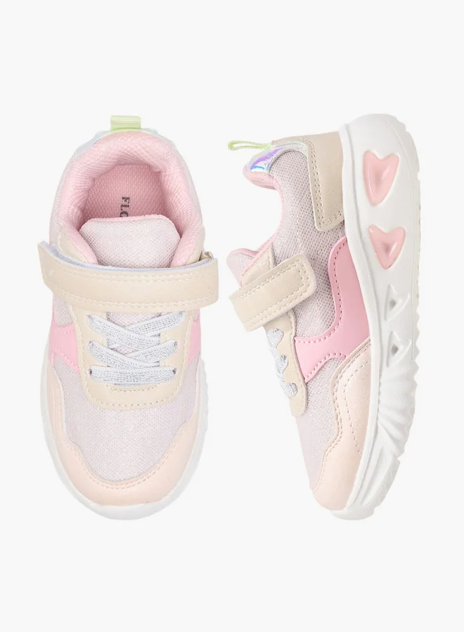 Flora Bella By Shoexpress Girls Colourblock Light-Up Sneakers with Hook and Loop Closure