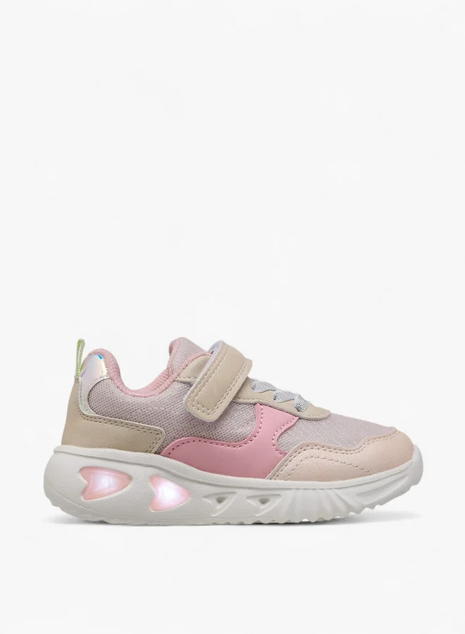 Flora Bella By Shoexpress Girls Colourblock Light-Up Sneakers with Hook and Loop Closure
