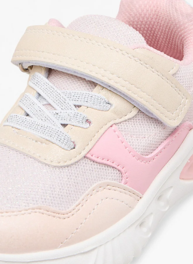 Flora Bella By Shoexpress Girls Colourblock Light-Up Sneakers with Hook and Loop Closure