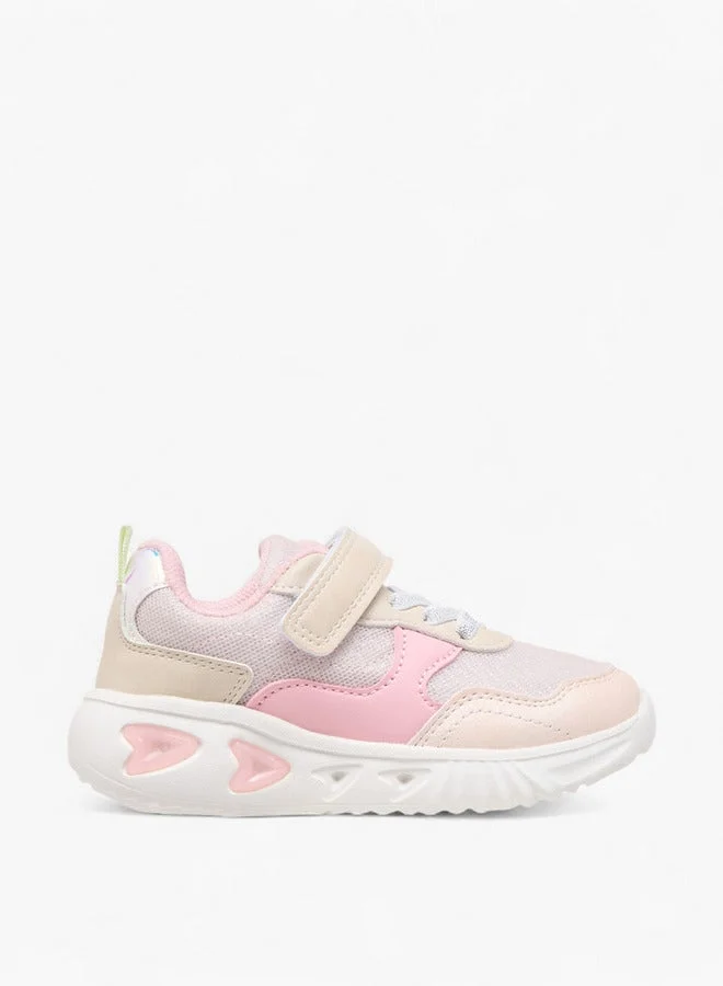 Girls Colourblock Light-Up Sneakers with Hook and Loop Closure