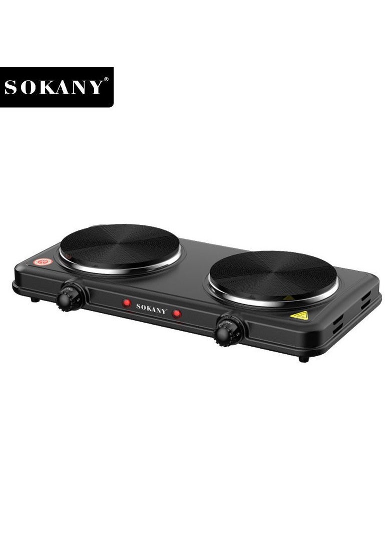 sokany - Electric Stove & Double Electric Hotplate, Stainless Steel Premium Hotplate, 5 Levels Separate Thermostat Control, 2000W SK-5107 Black - Image 1
