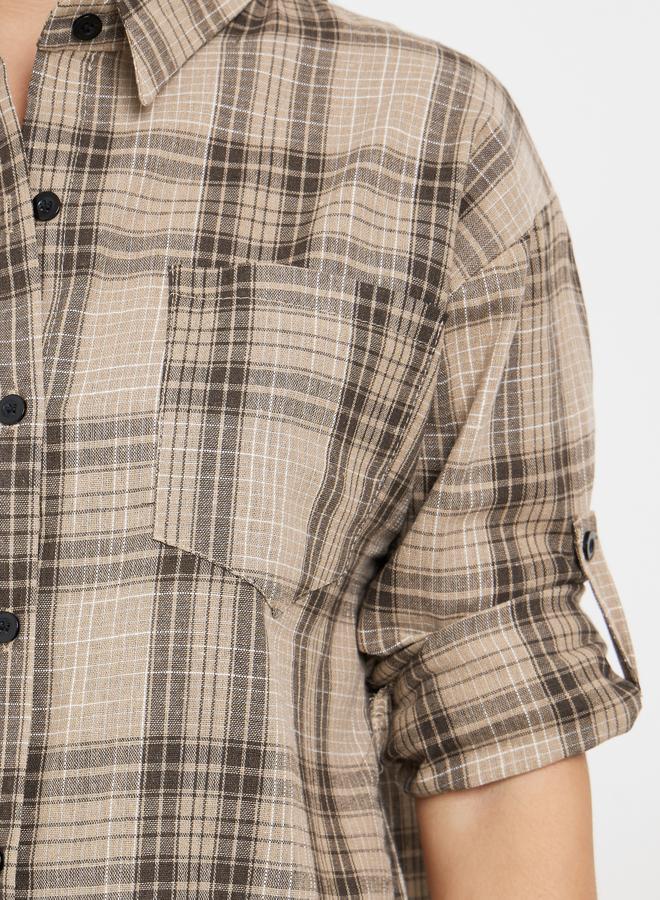 Styli Brown Checked Long Sleeve Shirt - Image 4
