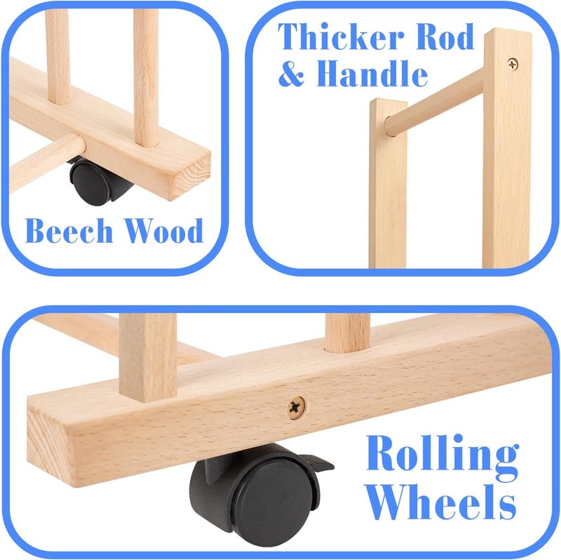 Somime Large Art Drying Rack with Four Caster Wheels and Handle - Solid Wooden Canvas Storage Stand for Drawing Boards, Frames, Panels, Paintings, and Artworks Display - Image 4