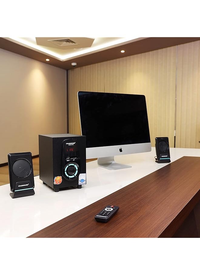 Olsenmark - High Power 2.1 Multimedia Speaker Omms1169 Usb Sd Fm Bluetooth Function With Led Display 5000W Pmp0 Speaker Unit Perfect For Home Party White - Image 1