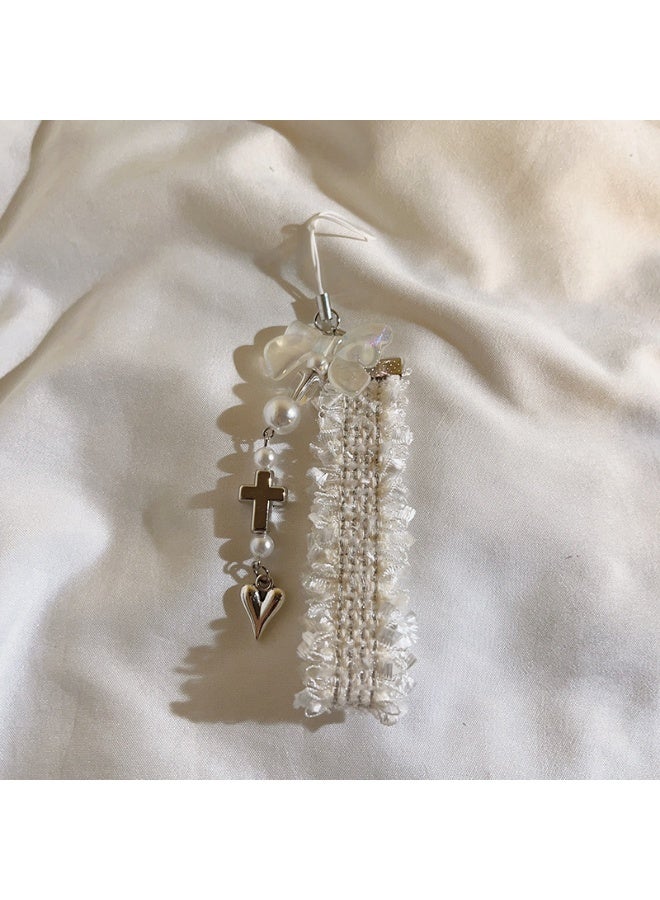 NIBEMINENT Beaded Phone Lanyard, Anti Lost Removable Wrist Strap, Lace With A Cat-ear Cuteness Bracelet Pendant, Phone Keychain Lanyard