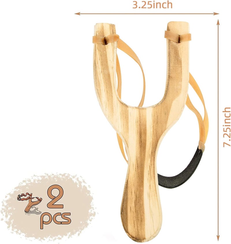 POPLAY Wooden Slingshot Toy, 2PCS Solid Wood Slingshot with Classic Construction for Outdoor Hunting Sports, Camping, Shooting, Hiking for Kids and Adults - Image 2