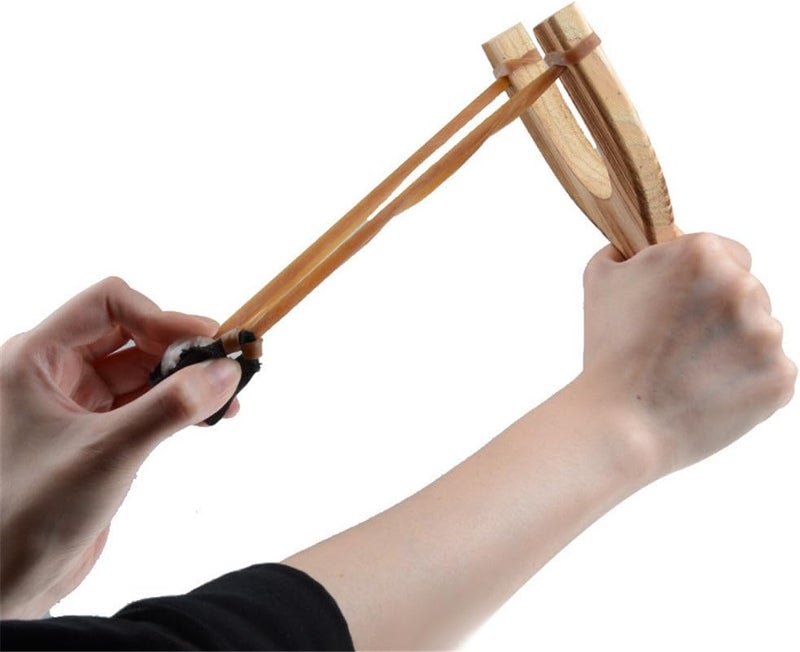 POPLAY Wooden Slingshot Toy, 2PCS Solid Wood Slingshot with Classic Construction for Outdoor Hunting Sports, Camping, Shooting, Hiking for Kids and Adults - Image 4