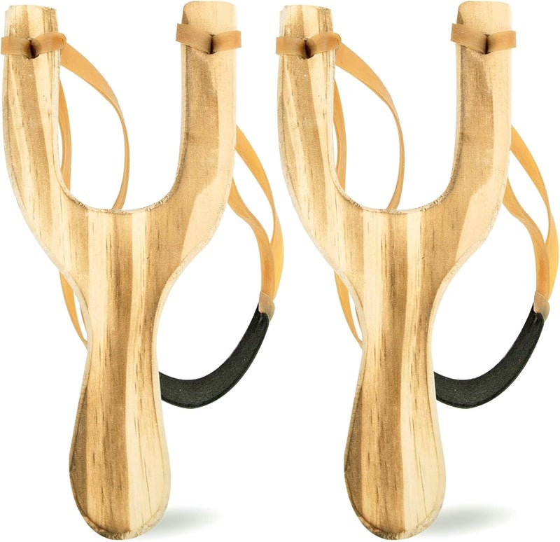 POPLAY Wooden Slingshot Toy, 2PCS Solid Wood Slingshot with Classic Construction for Outdoor Hunting Sports, Camping, Shooting, Hiking for Kids and Adults - Image 1