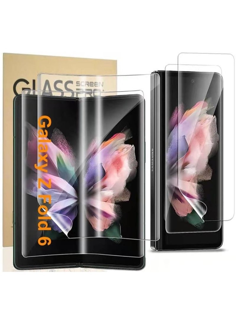 Raxoom ðŸ“± Screen Protector for Samsung Galaxy Z Fold 6 5G â€“ Flexible TPU Front & Inside Protection, 2 Pack for Front & 2 Pack for Inside â€“ Case Friendly, Bubble-Free, HD Clear, Anti-Scratch, Face ID Unlock Compatible â€“ Full Coverage Screen Guard - Image 1