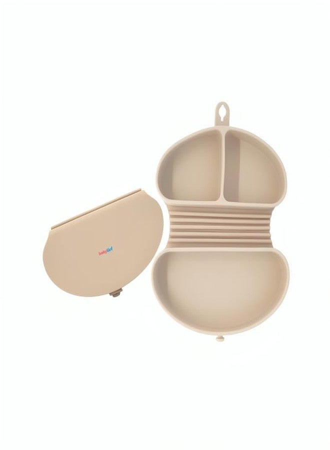 Babylief™ Portable/Travel Friendly Silicone Divided Plate (Beige) - Image 1