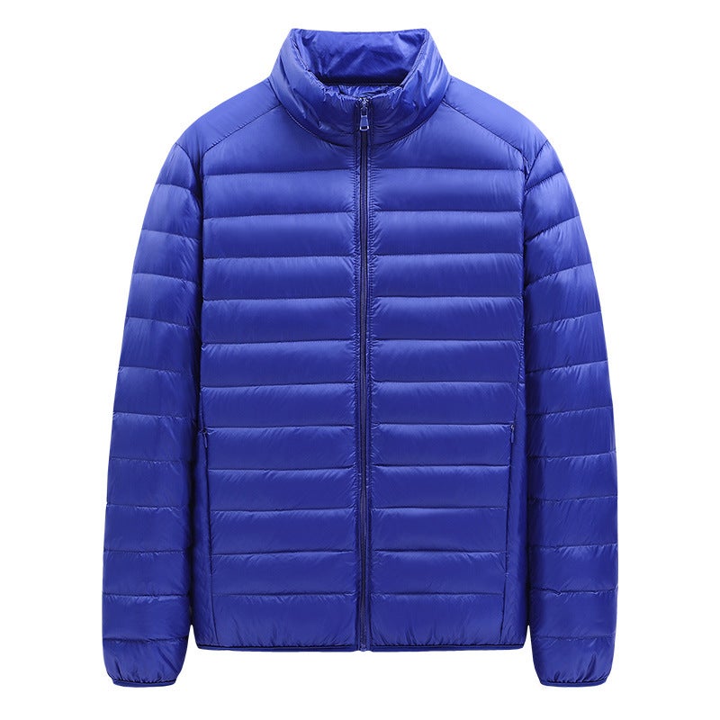 2023 Winter plus size mens down cotton-padded jacket short lightweight cotton-padded jacket work clothes labor protection small cotton-padded jacket mens jacket Sapphire Blue - Image 1