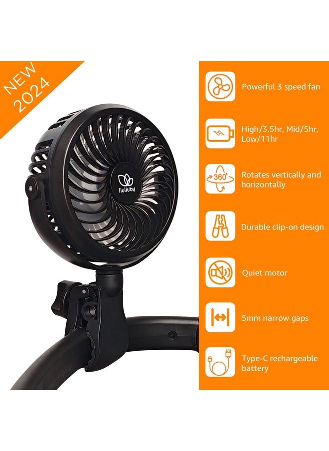 liuliuby Small Fan With Clip | Stroller Fan Clip On For Baby | Baby Fan For Stroller And Car Seat | Baby Stroller Fan Rechargeable With Clip | Small Clip On Fan For Bed, Treadmill, Peloton Bike  - Image 2
