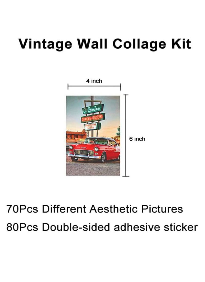 Excefore - Retro Wall Collage Kit, Collage Kit for Wall Aesthetic, Retro 80s Room Decor Aesthetic Collage Picture, 70 Pcs 4x6'' VintageWall Art Decor Picture, for Teen Girls Boys Room Bedroom Dorm - Image 1