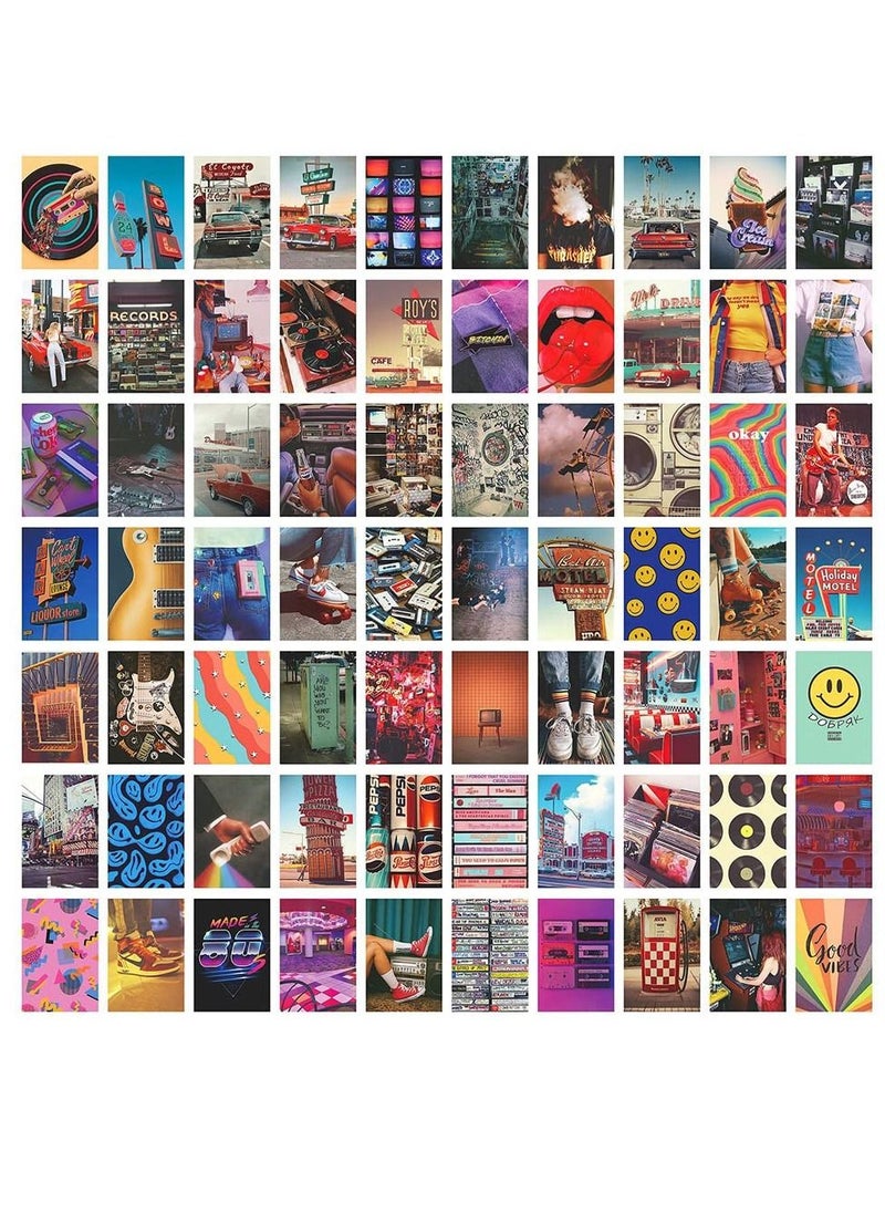 Excefore - Retro Wall Collage Kit, Collage Kit for Wall Aesthetic, Retro 80s Room Decor Aesthetic Collage Picture, 70 Pcs 4x6'' VintageWall Art Decor Picture, for Teen Girls Boys Room Bedroom Dorm - Image 1