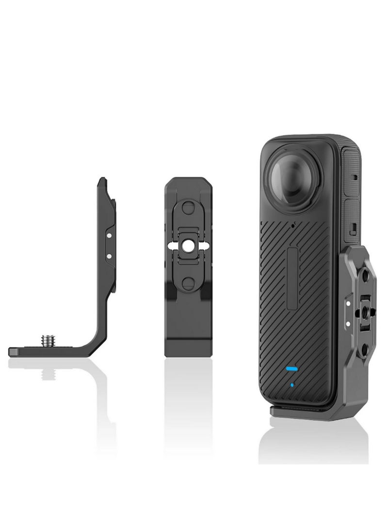 For Insta360 X4 Metal Horizontal Shooting Bracket Mount with 1/4 Connector and 2-Jaw Adaptor Durable Camera Accessory Holder for Enhanced Perspective and Compatibility
