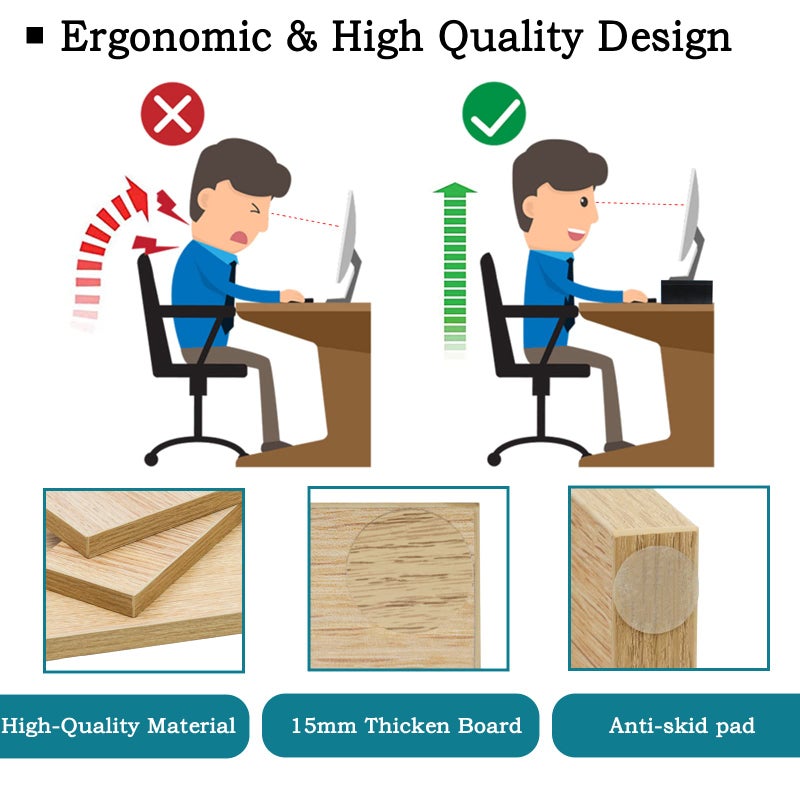 TEAMIX Wood Monitor Stand Riser - 2 Pack Adjustable Dual Monitor Riser for Laptop/PC - Image 4