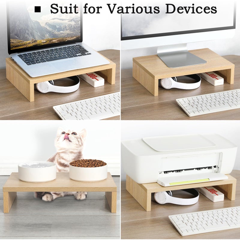 TEAMIX Wood Monitor Stand Riser - 2 Pack Adjustable Dual Monitor Riser for Laptop/PC - Image 3