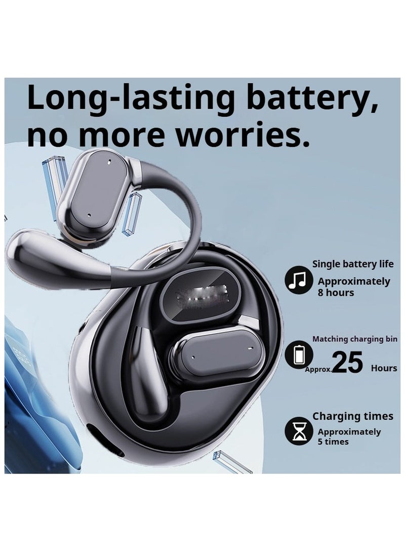 توتشي سماعة فري بادز Q26 OWS اللاسلكية بتقنية بلوتوث 5.49، بتصميم مشبك للأذن، وبطارية تدوم 8 ساعات، وتقنية عزل الضوضاء، وثبات وسرعة. متوفرة باللون الأسود. - Image 2