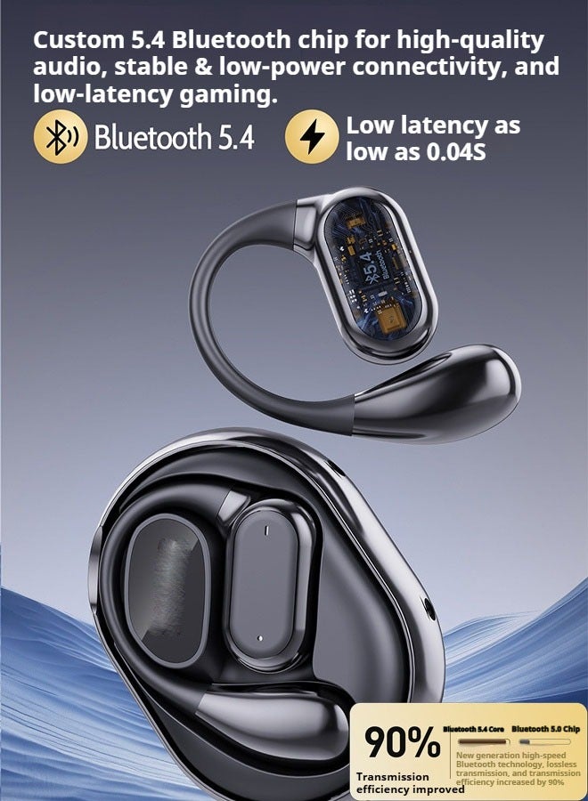 توتشي سماعة فري بادز Q26 OWS اللاسلكية بتقنية بلوتوث 5.49، بتصميم مشبك للأذن، وبطارية تدوم 8 ساعات، وتقنية عزل الضوضاء، وثبات وسرعة. متوفرة باللون الأسود. - Image 3