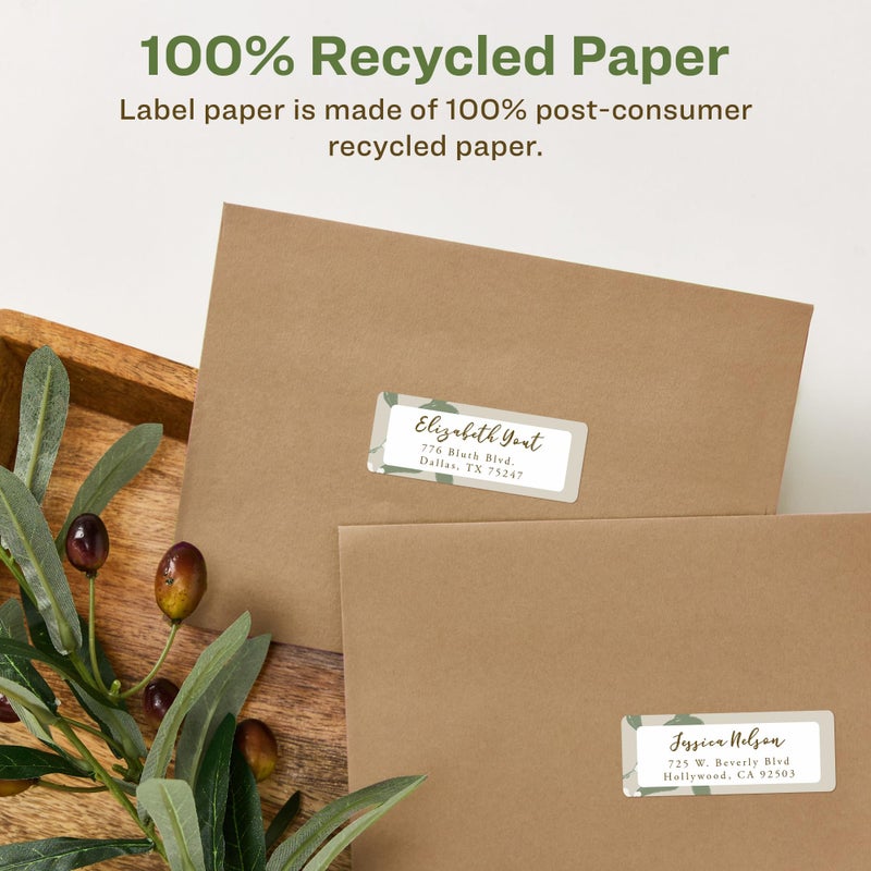 Avery EcoFriendly Recycled Address Labels, 1" x 2-5/8", White, Permanent Label Adhesive, 300 Printable Labels (48860) - Image 3