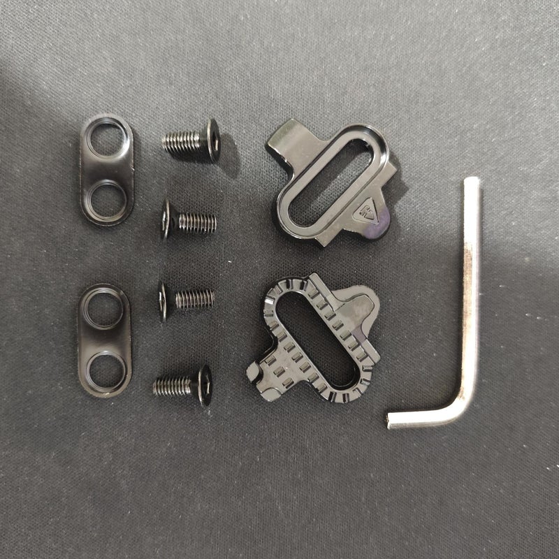 Generic Universal SPD Cycling Cleat Set for Road and MTB L lock plate [black screw black gasket]]