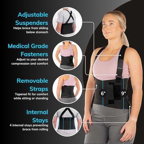 BraceAbility Work Back Brace - Removable Suspender Shoulder Straps for Heavy Lifting Safety - Industrial Lower Back Pain Protection Belt for Men and Women in Construction, Mover, Warehouse Jobs (3XL) - Image 5