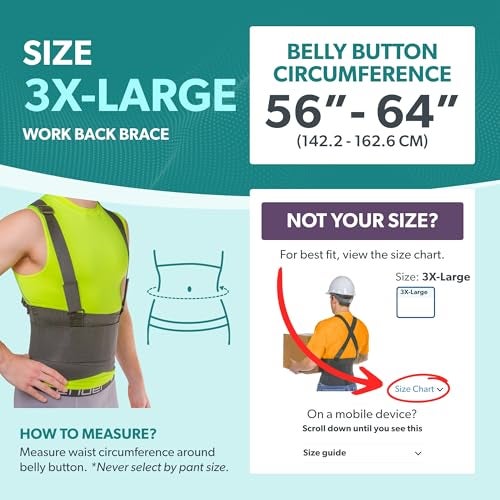BraceAbility Work Back Brace - Removable Suspender Shoulder Straps for Heavy Lifting Safety - Industrial Lower Back Pain Protection Belt for Men and Women in Construction, Mover, Warehouse Jobs (3XL) - Image 2