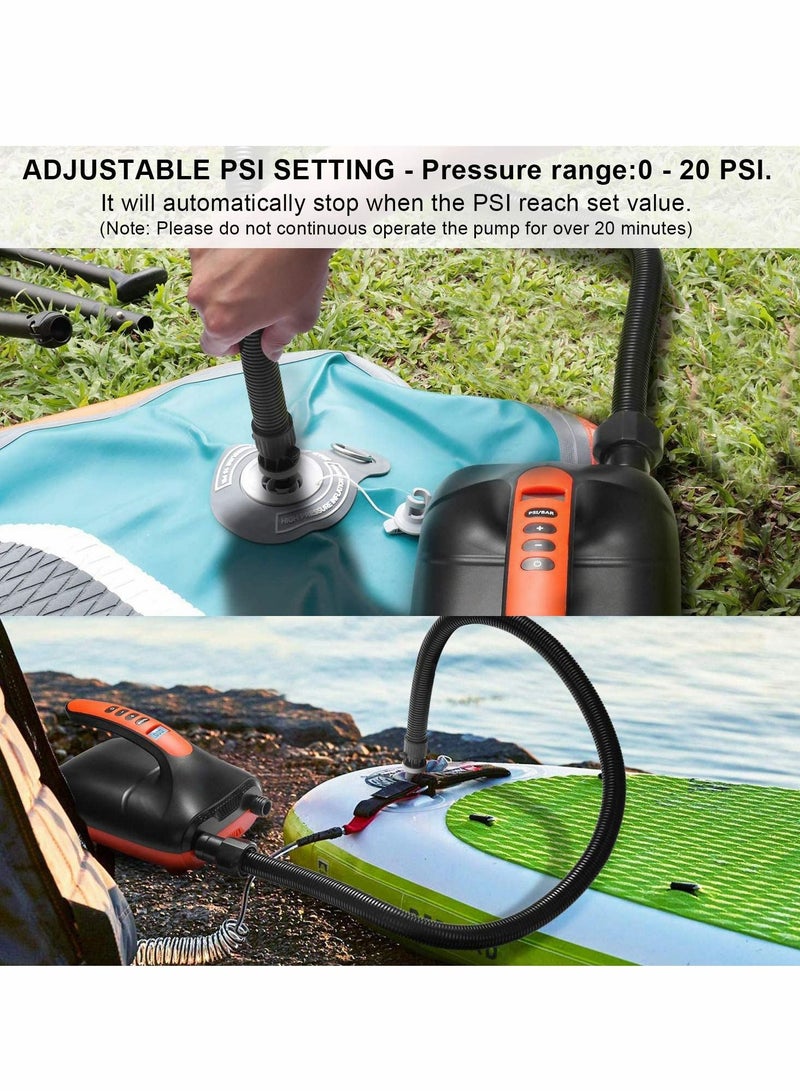 SYOSI Air Pump, Electric Digital Pump 12V Car Connector Inflator, Intelligent Dual Stage and Auto-Off Function, for Paddle Boards, Inflatable Boats Kayaks - Image 3