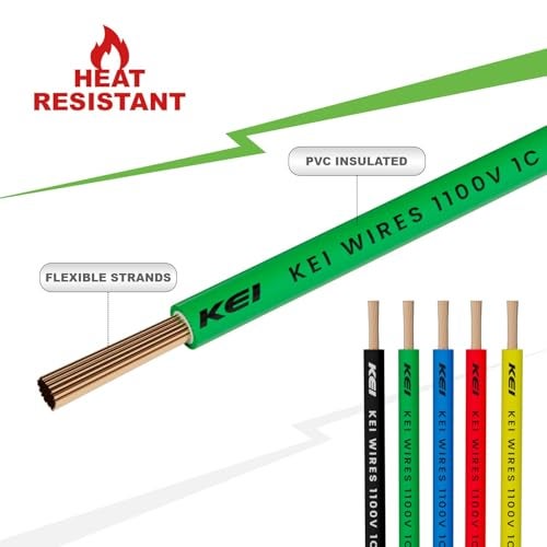 KEI CONFLAME GREEN PLUS 1.5 sqmm 1 Core Copper Heat Resistant Flame Retardant Low Smoke & Halogen - Lead Free House Wire for Domestic & Industrial Electrical Wiring(Green, 90 Meters) - Image 4